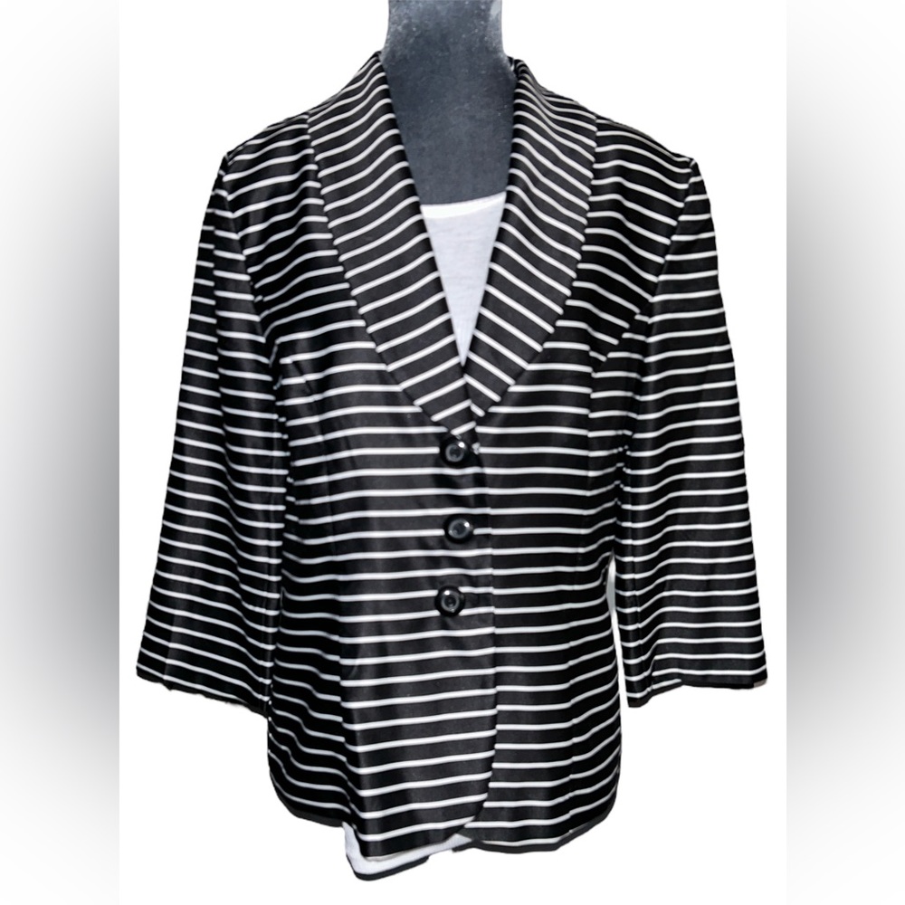 Danillo Studio silky black and white stripe 3 button blazer